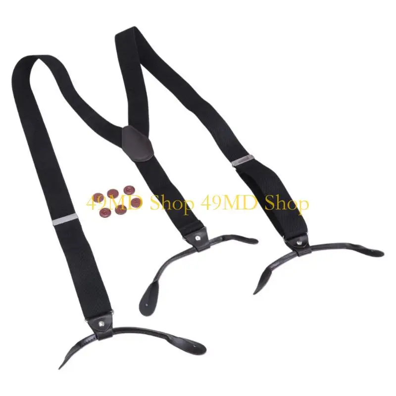 

49MD Trendy Suspenders Button End Elegant Chain Vintage Costume Accessories