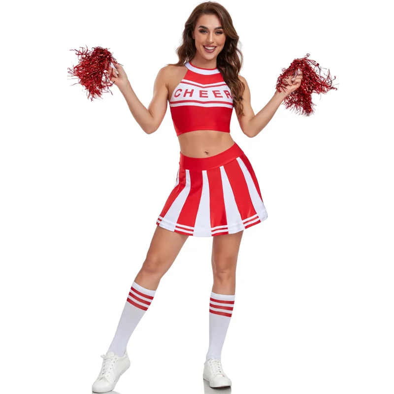 

New Sexy Cheerleader Costume for Women Adult Uniform Carnival Purim Sports Cosplay Athletic Sleeveless Party Fancy Dresses