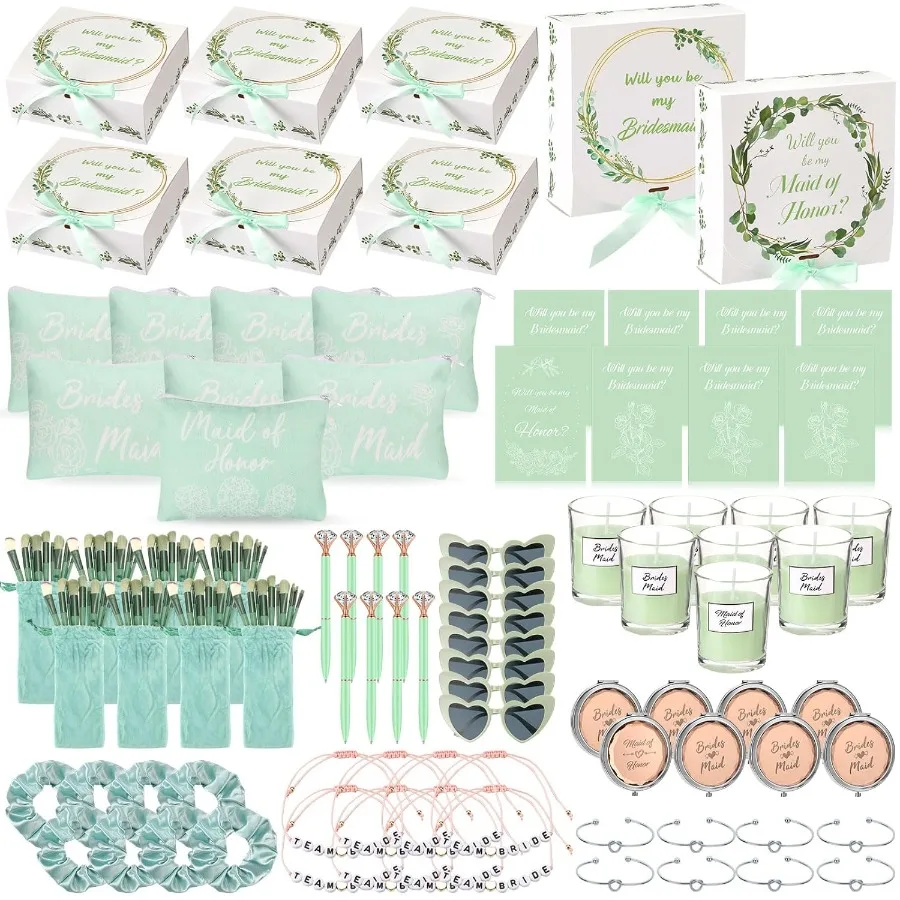

88 Pcs ridesmaid Proposal Gifts ridesmaid ox t Maid of onor Gift Include ox Candle Invited Cards Scruncies air Elastics Ties Kn
