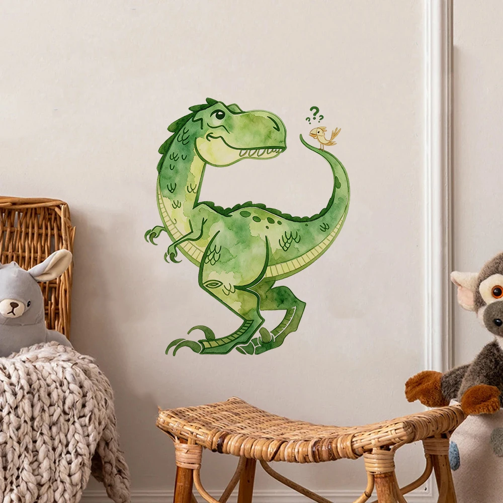 Watercolor Brachiosaurus Dinosaur Wall Stickers Long Neck Dino Animal T-Rex Dino Wall Decals Bedroom Living Room Playroom Decor