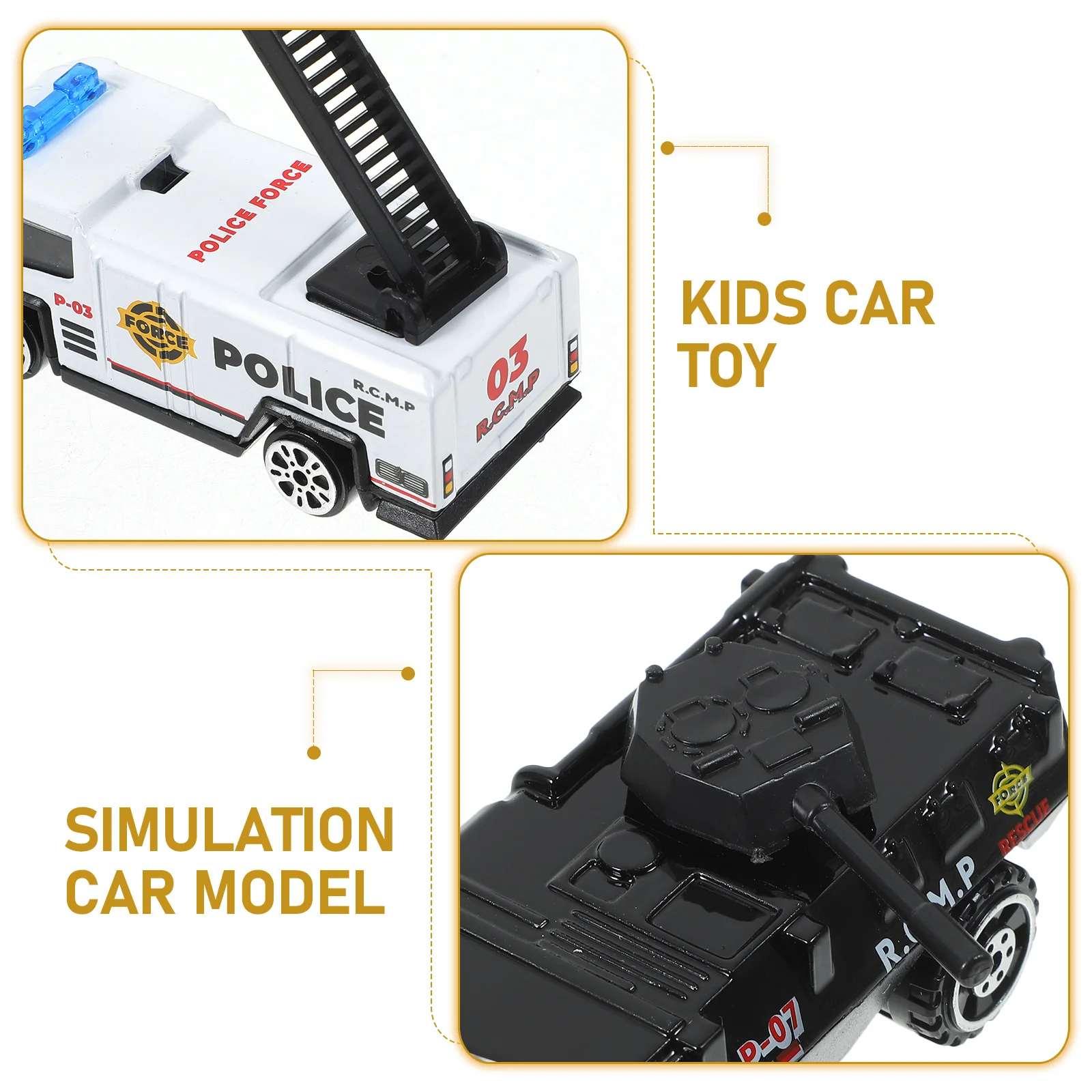 รถตำรวจโลหะผสม 6 คัน แบบดึงถอยหลัง สำหรับเด็ก ของเล่นเสริมพัฒนาการ รางวัลสะสม ของเล่นรถเด็ก ของเล่นรถจำลอง
