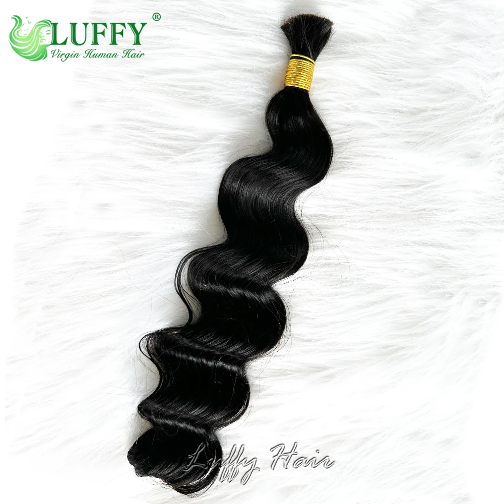 At-Extensions de cheveux humains Deep Wave pour tressage, 100% cheveux humains non transformés, vrac birman, sans trame