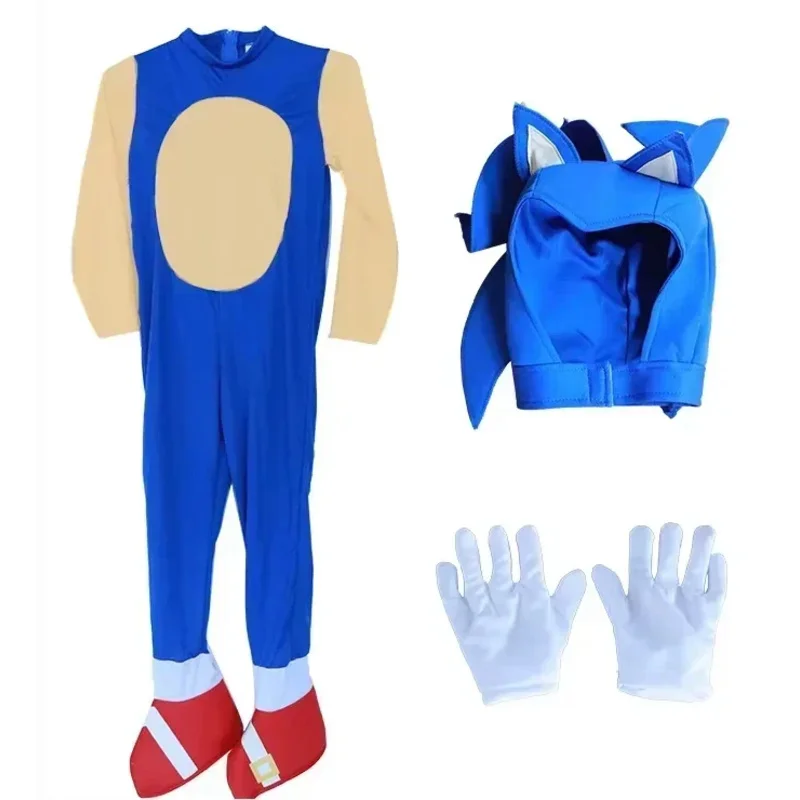 CyAnime Sonics 만화 점프 슈트 바디 슈트 코스프레 변장 EgelCosplay 의상 애니메이션 소년 소녀 흰색 장갑 할로윈