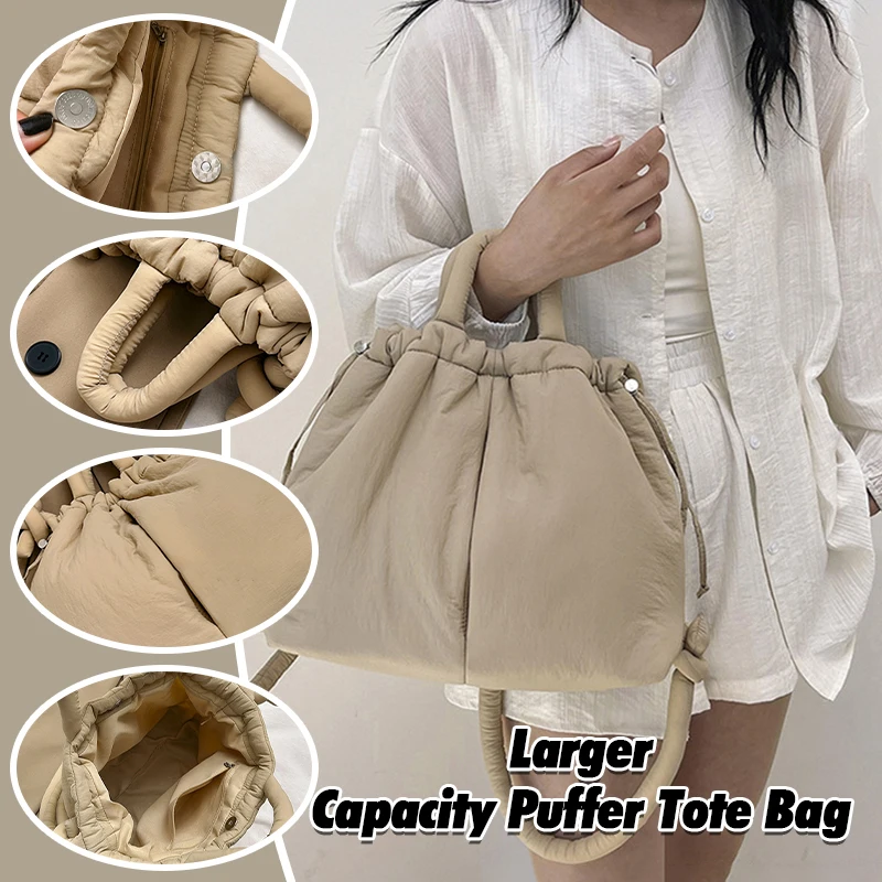 

New Fashion Puffer Tote Bag Nylon Down Cotton Crossbody Bag Shoulder Bags Handbag Designer Padded Large Lady Women Bag