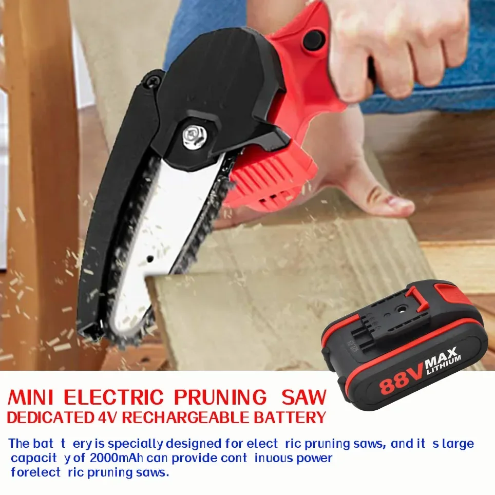 Newest High Electric Pruning Saw Single Hand Electric Saw Logging Electric Chain Saw 18650 rechargeable Battery 88V Battery