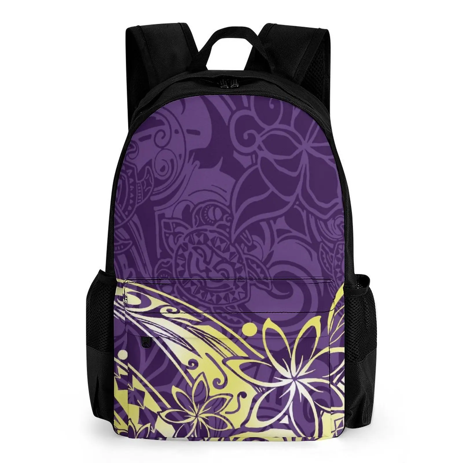 

2025 New Design Hawaiian Tropical Hibiscus Campus Backpack Comfy Back Panel Polynesian Style Schoolbag Customizable Pattern
