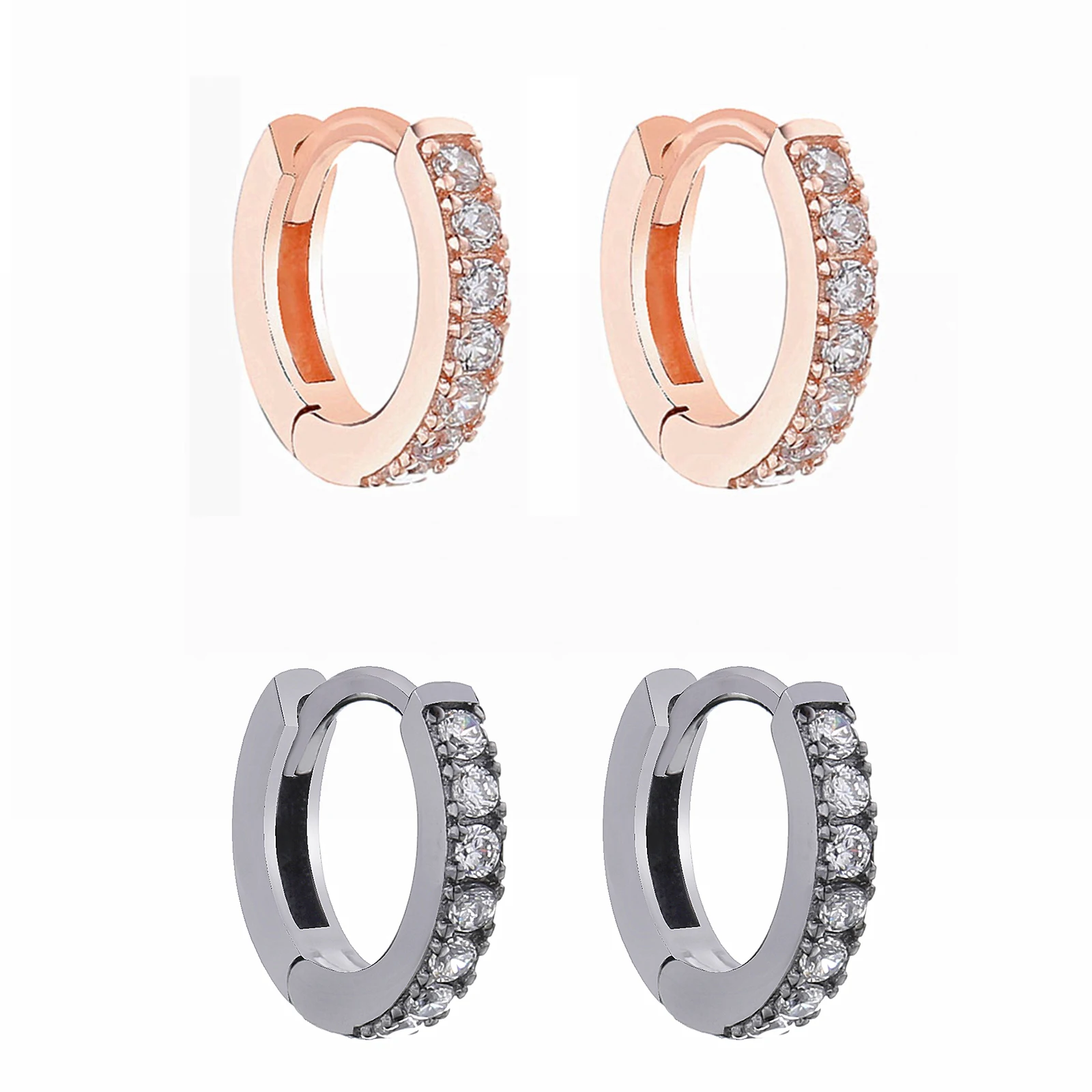 

925 Sterling Silver Delicate Lightweight Statement Elegant Sparkling Zircon Hoop Earring High Quality Gold Plated Hypoallergenic