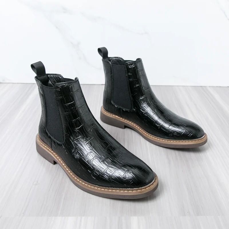 

New Chelsea Boots Men Business Casual Low Heel Anti Slip Wear Resistant Men Formal Boots