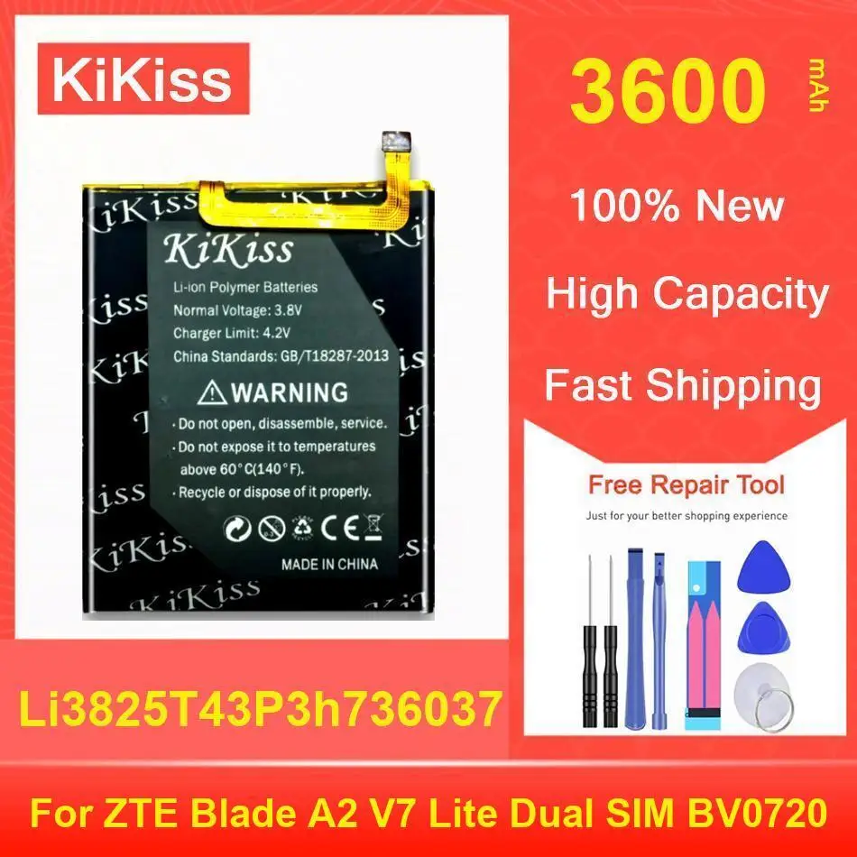 

Kikiss Battery 3600Mah Li3825t43p3h736037 For ZTE Blade A2 V7 Lite Dual SIM BV0720