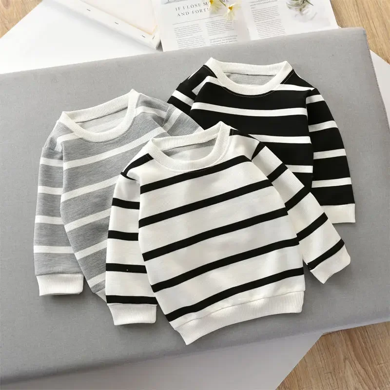 1-5 Years Spring-Fall T shirt Striped Long Sleeve Pullovers Baby Clothes Toldder Shirt Bottoming Shirt For Boys Girls