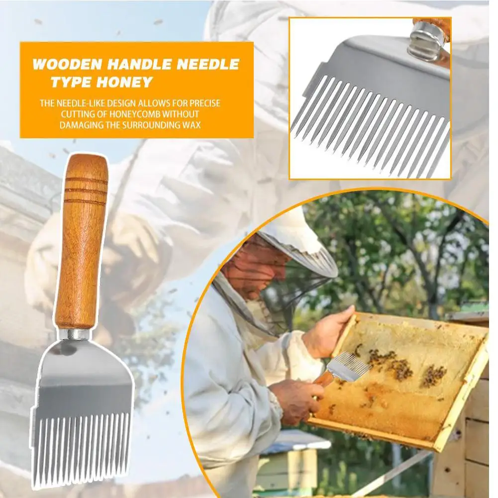 Honey Cutter Beekeeping Equipment Stainless Steel 17-pin Honey Cutting Shovel Combing Honey Shovel Scraper For Beekeepers N2O9