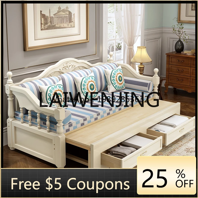 

SF1 American-Style Solid Wood Sofa Bed Foldable Double Multi-Functional Sitting and Lying Foldable Bed