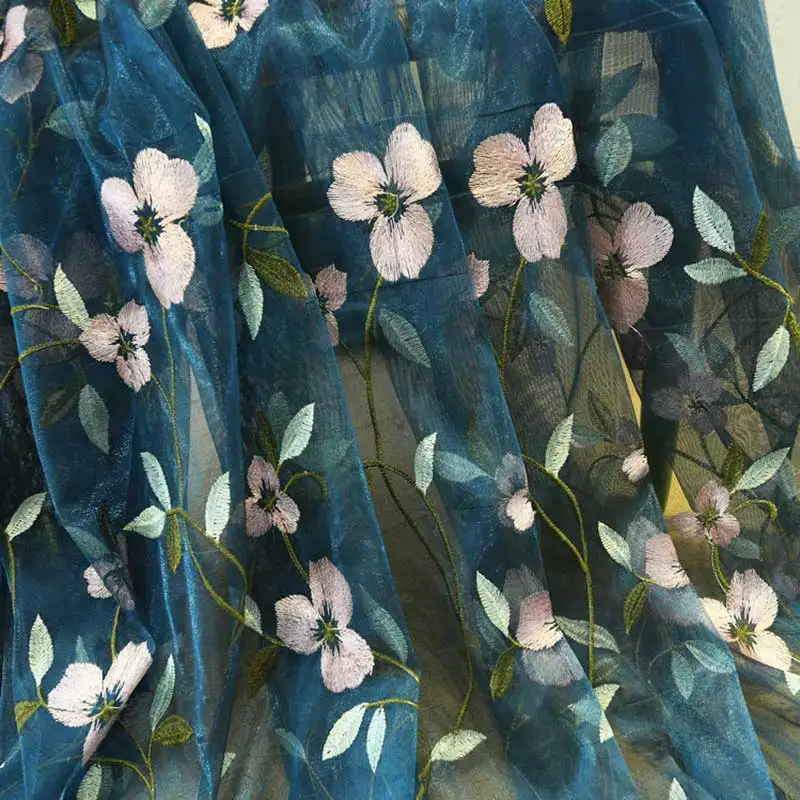 ستائر شفافة مطرزة لغرفة المعيشة نافذة تول ستائر ستائر لغرفة النوم الفاخرة الأزهار كورتينا ديكور منزلي مخصص #4