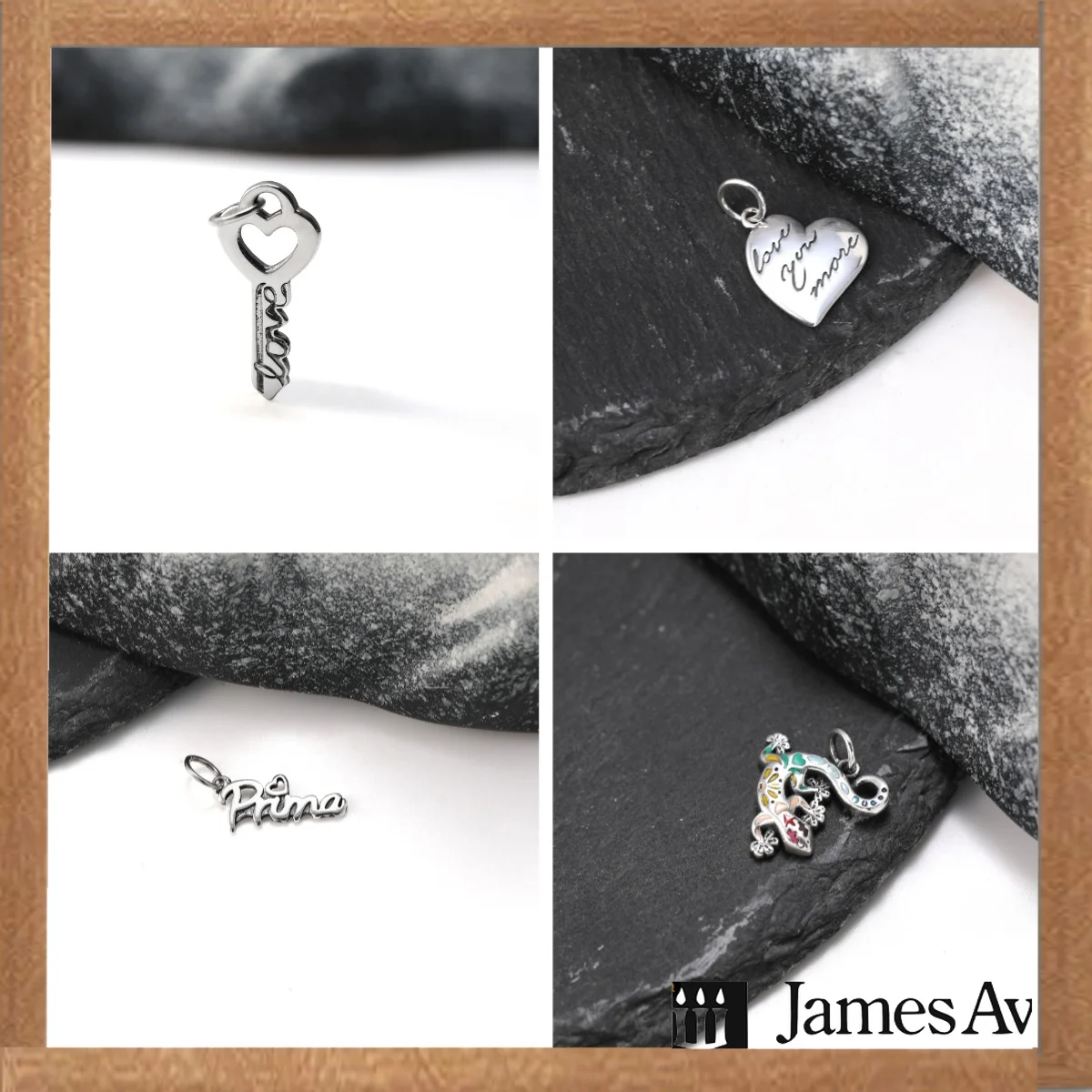 S925 Silver Key Love Heart Mama Gecko Lizard Charms Pendants Fit Bracelet Necklace Women DIY Hand‑made Jewelry