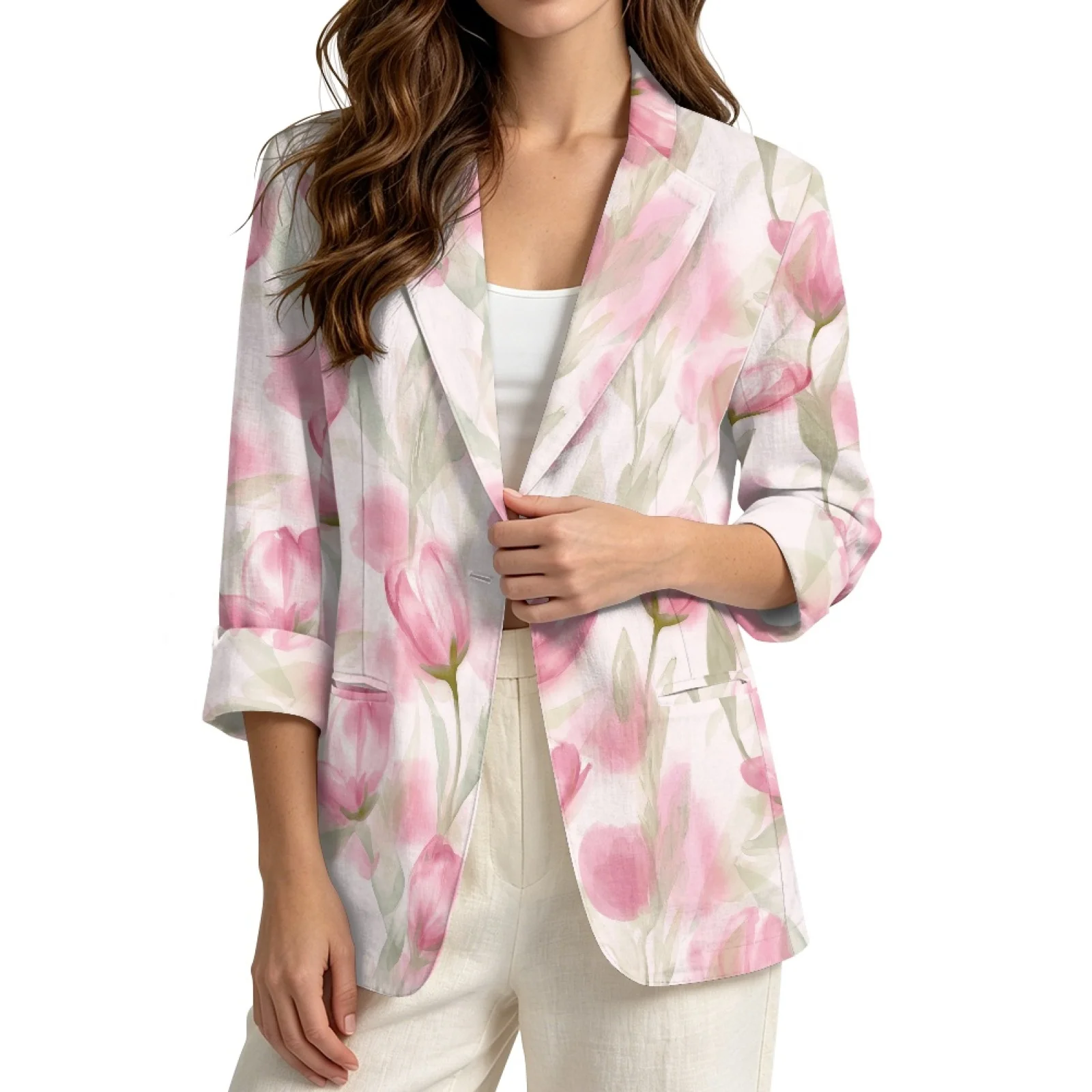 PENSTROLL Lightweight Linen Style Open Front Blazer, 3/4 Sleeve Soft Cover up for Women, Casual Wear for Vacation and Home S-3XL