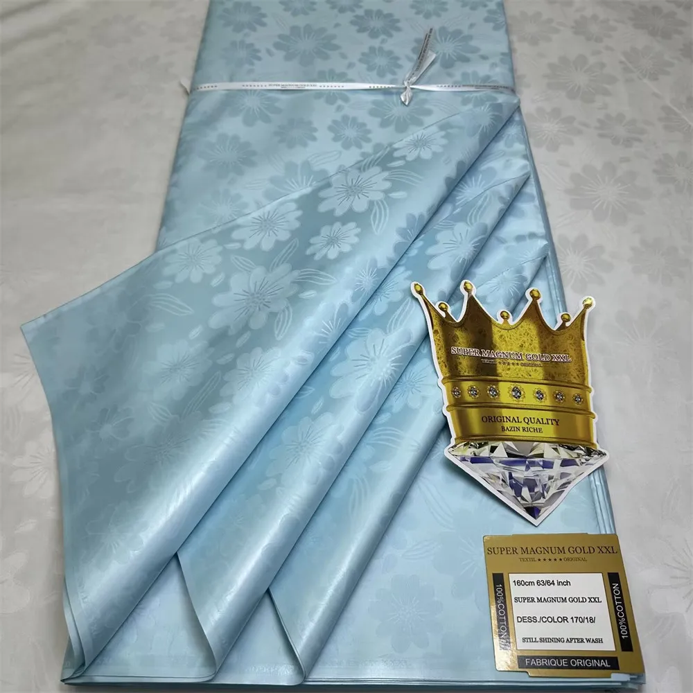 5 Metrów 100% Austriacka Bawełna Żakardowa Tkanina Bazin Jednolity Kolor Wysoka Jakość Miękki w Dotyku Bazin Riche Perfumowany Materiał Damasceński BL626