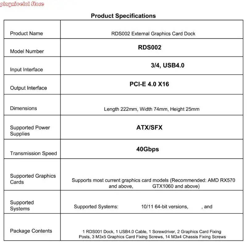 E8BA USB4.0 Tipo C Dock GPU ESTERNA Velocità veloce 40 Gbps Supporta RTX3060 GTX1060 SIMP