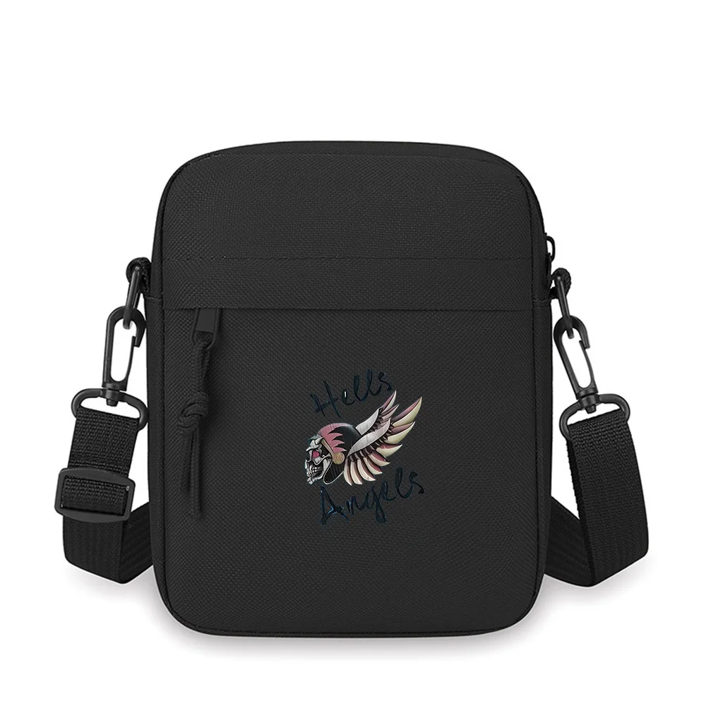 

Skull helmet wings motorcycle club Men Crossbody Bag Single Shoulder Women Cartoon Anime Film Printing Design Unisex