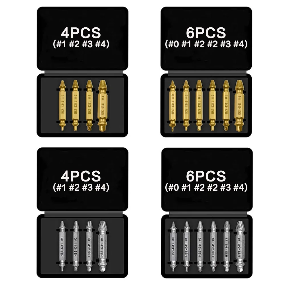 Uszkodzony zestaw narzędzi do wyciągania śrub Zestaw wierteł do usuwania złamanych śrub 4 SZTUK lub 6 SZTUK Wysokiej jakości narzędzie do usuwania śrub