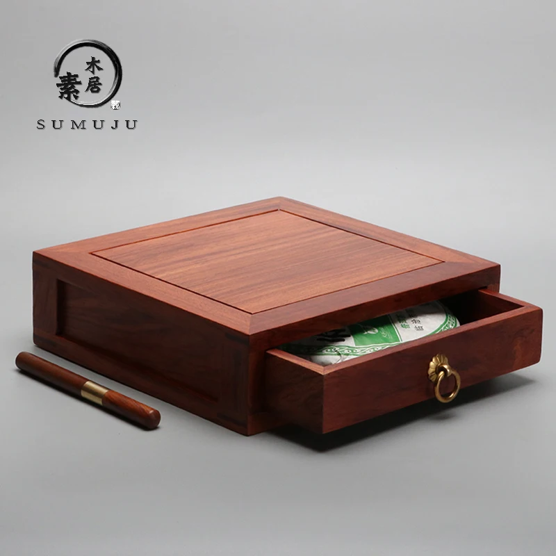

Premium Wooden Pu'er Tea Storage Box Multi-layered Tea Reviewing Board Rosewood Tea Cake Organizer Handmade Chinese Style