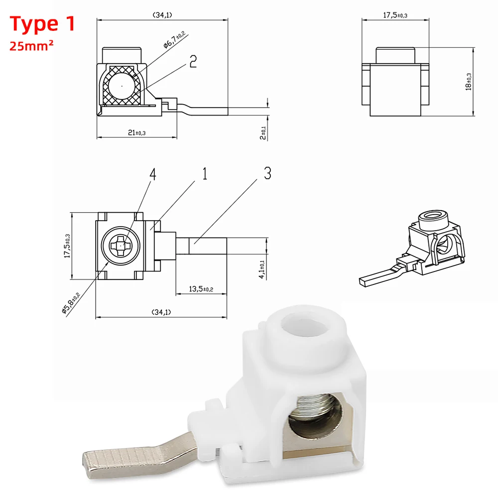 Chayo 5 Types 25mm² 50mm² Insulated Wire Pin Terminal Brass Connector for DIN Rail Busbar MCB RCD Distribution Box Wiring