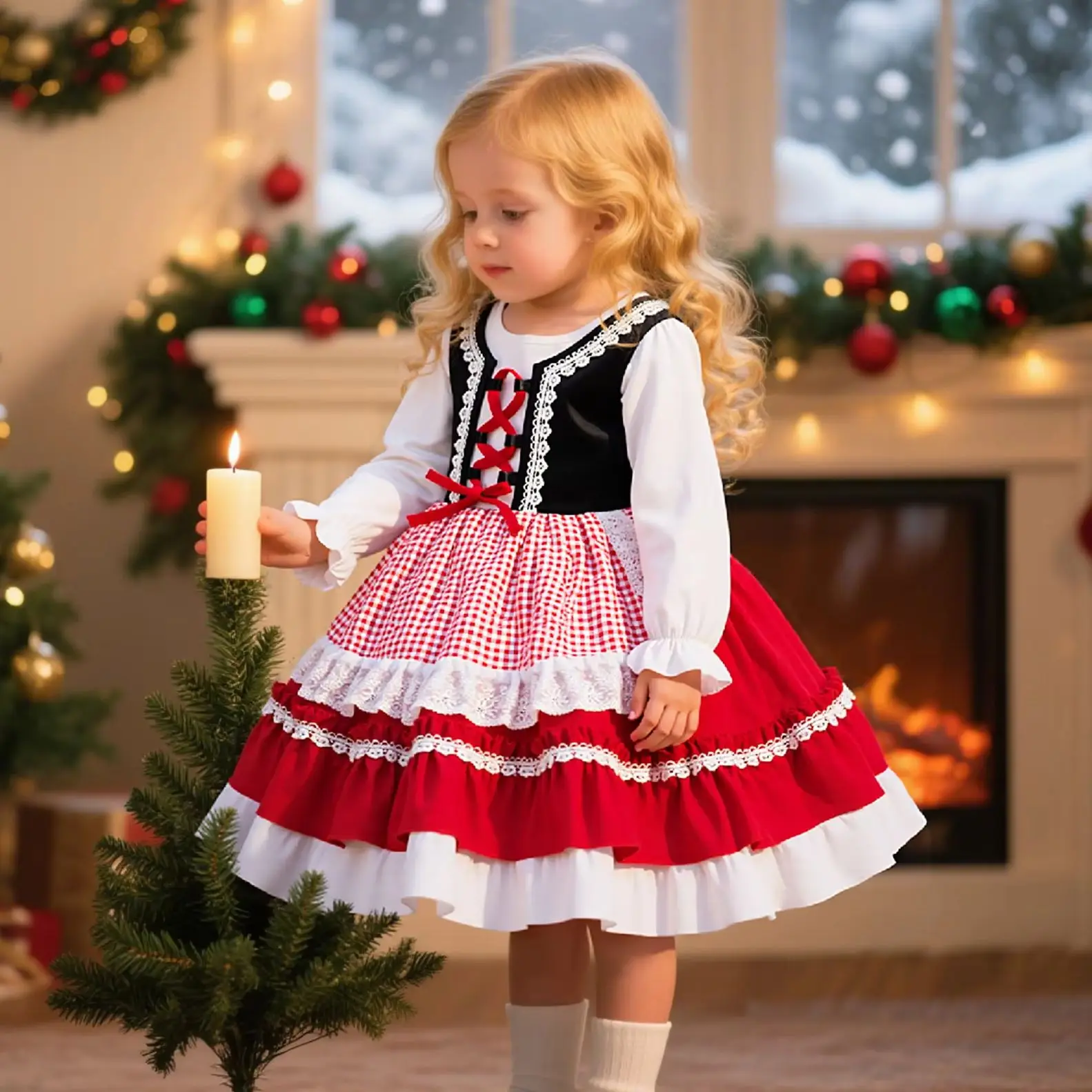 Little Red Riding Hood Cosplay Costume For Baby Girls Full Sleeve Halloween Christmas Dresses Kids Girl Birthday Party Dress