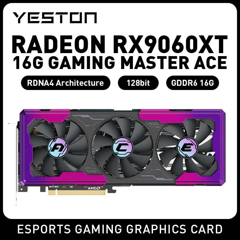 

‌Yeston GAME ACE RX 9060 XT 16GB GDDR6 - 256bit Bus, DP 2.1a/HDMI 2.1b, Cyberpunk Design‌ Graphics Card Video Card