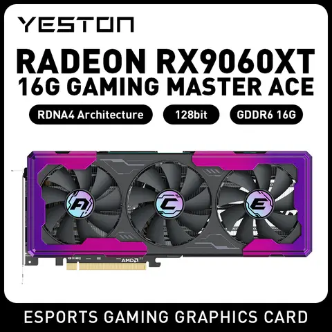 ‌ Yeston GAME ACE RX 9060 XT 16GB GDDR6 - Bus da 256 bit, DP 2.1a/HDMI 2.1b, Design Cyberpunk ‌   Scheda grafica Scheda video