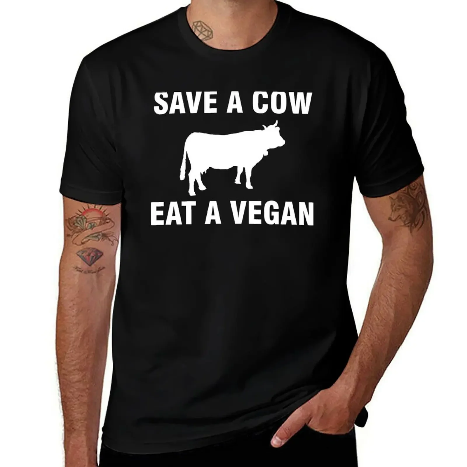 Save a cow. Eat a vegan. T-Shirt customs design your own Blouse for a boy T-shirt men