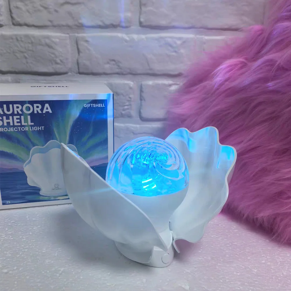 Lâmpada do projetor Aurora Shell |   Luz noturna LED Northern Lights |   Luz ambiente Ocean Wave Galaxy para quarto e decoração de casa