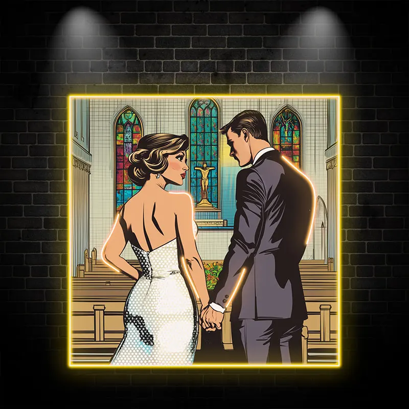 Looking At Each Other In Church Wedding LED Neon Sign