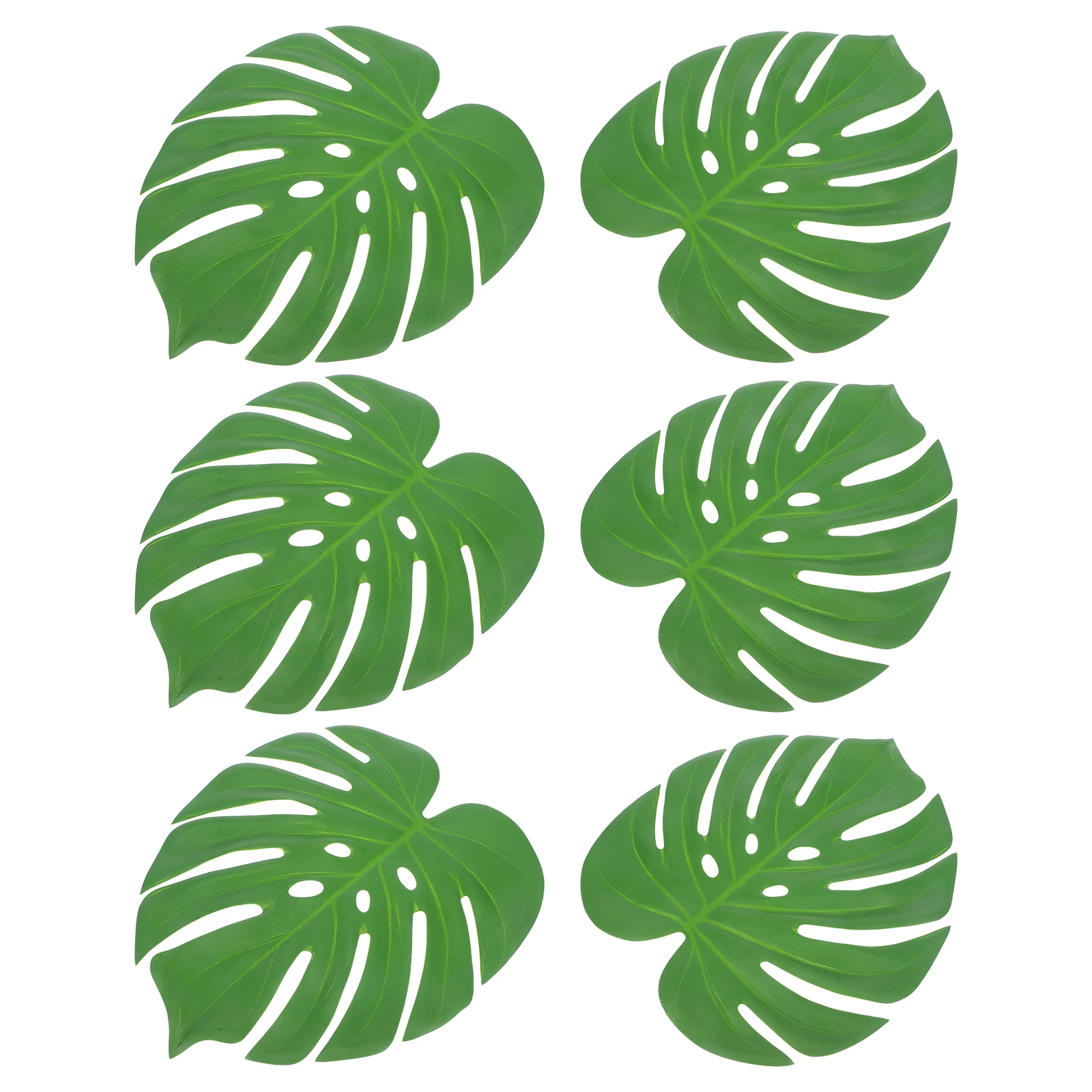 

6pcs Simulated Turtle Back Leaves Artificial Tropical Palm Leaf Decor Dining Table A09563 Fake Monstera Faux Leaf