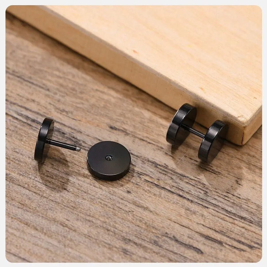 2pcs 10mm Viking Runes Barbell Stud Earrings For Men Women 316L Stainless Steel Cartilage Tragus Helix Earring Piercing Jewelry