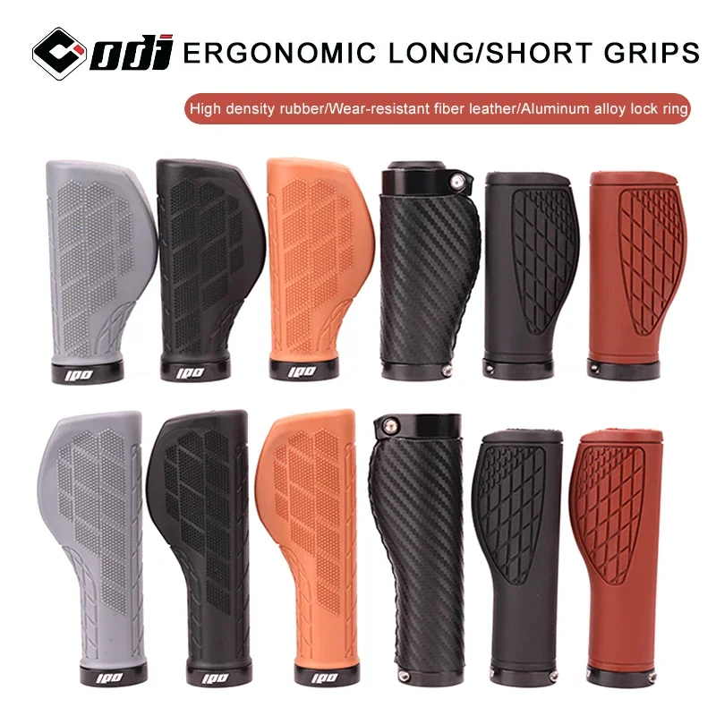 ODI MTB Ergonomics Grips Bicycle Long/Short High Quality Rubber Handlebar Anti-Skid Cover Fiber Leather Bike Gloves Turn Handle