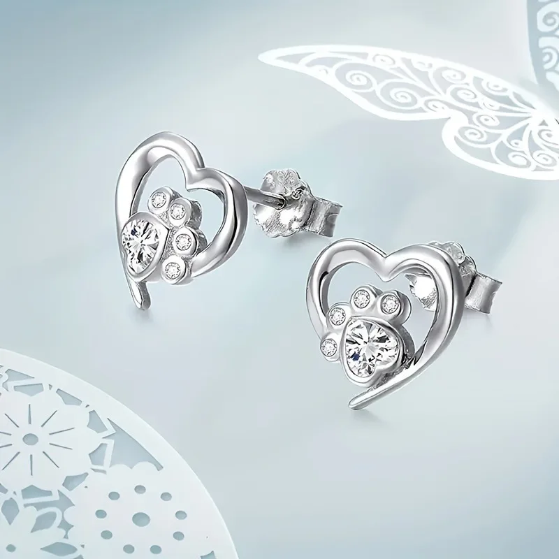 

Простые компактные серебряные серьги-гвоздики в форме сердца, модный нишевый дизайн, элитные серьги в форме кошачьих когтей в форме сердца для женщин