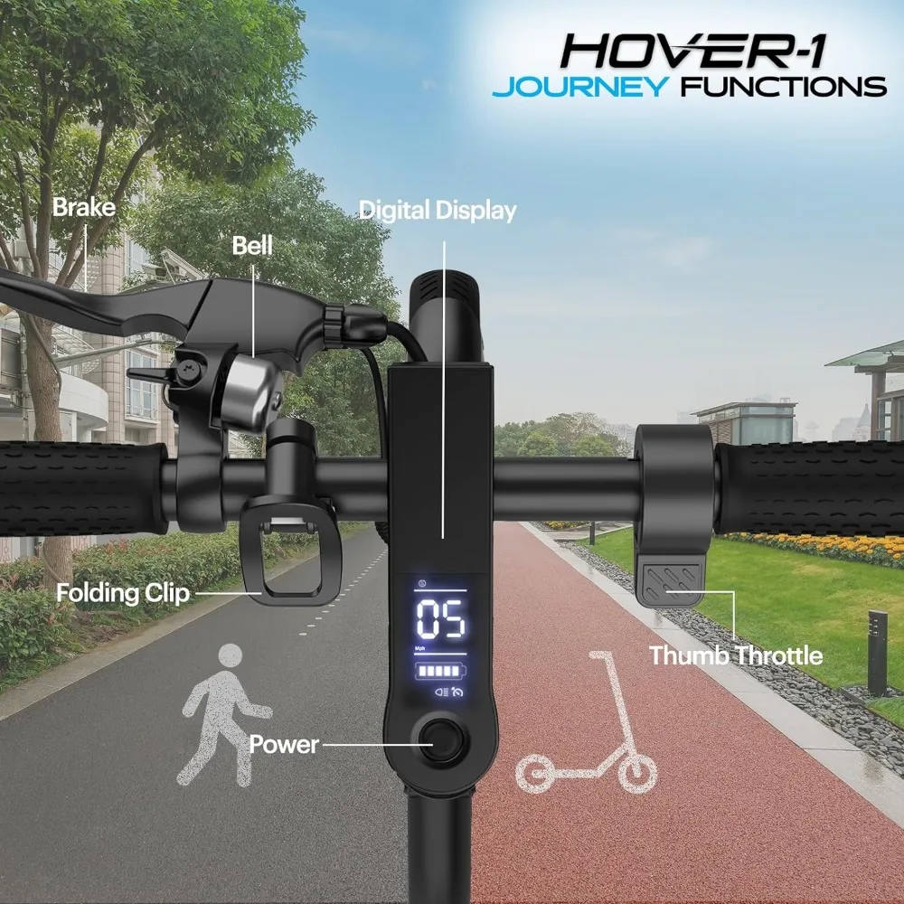 Journey-Scooter elétrico com display LCD, pneus de alta aderência, 16 Mile Range, 5HR Charge, 8, 5 Polegada, 220lb Max Weight, 14MPH