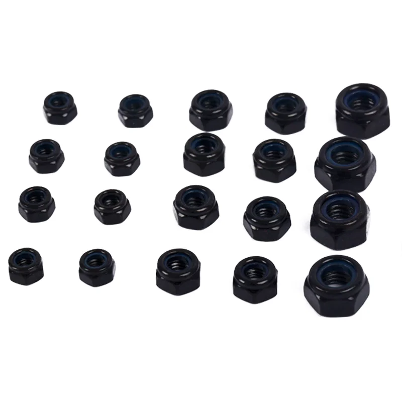 

M2 M2.5 M3 M4 M5 M6 Black Nickel carbon steel anti loosening nylon Hex Hexagon Nuts Self-locking Locking Furniture nut