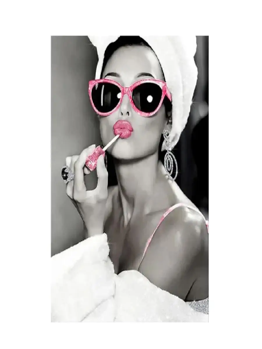 Sexy Woman Fashion Toilet Wall Art Poster Canvas Painting Pink Glitter Bling Roll Paper Bathroom Prints Pictures Decorative