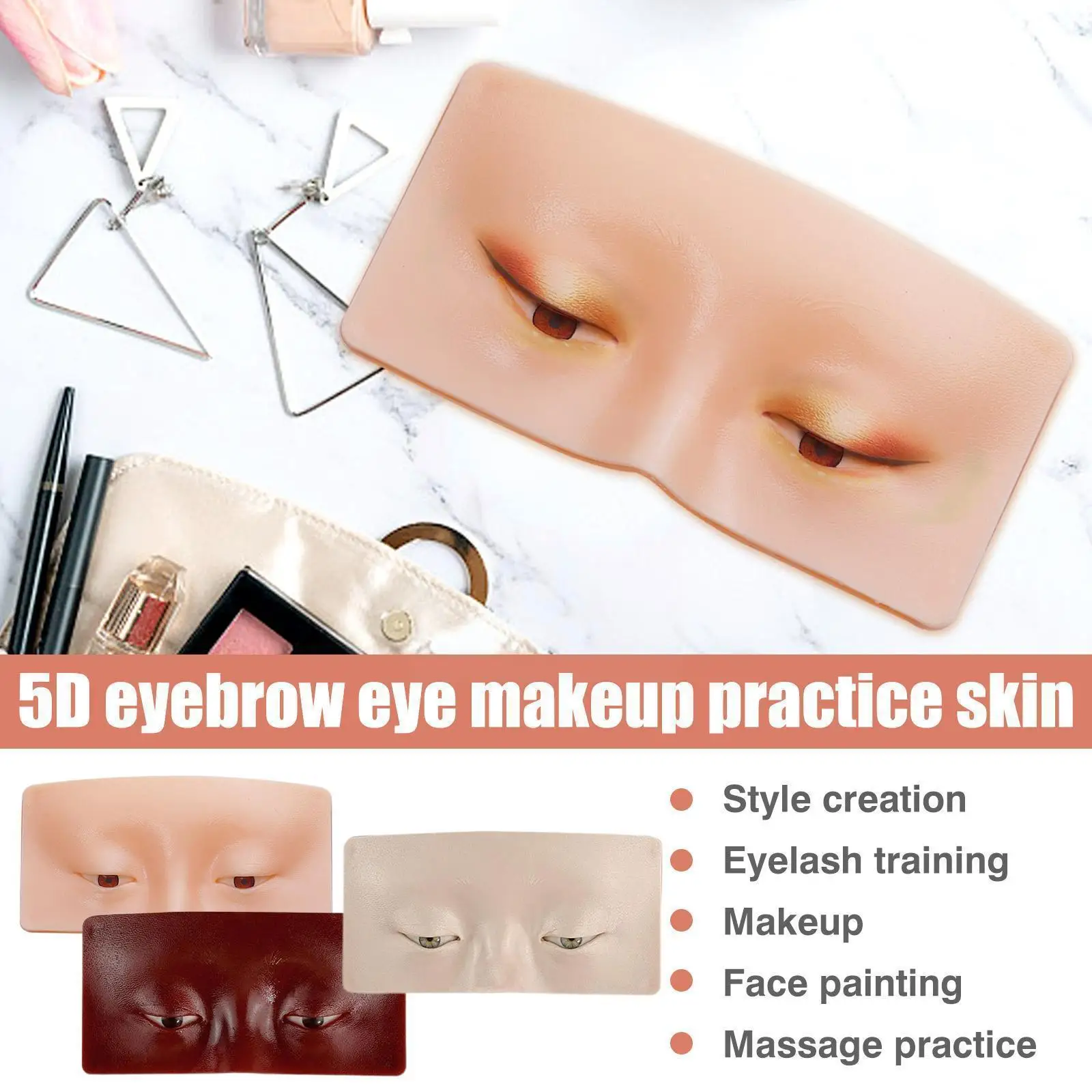 Sdotter Reusable 5D Silicone Makeup For Beauty Practice Realistic Eye Face Makeup Pad Training Board Bionic Skin Practice Pad Be