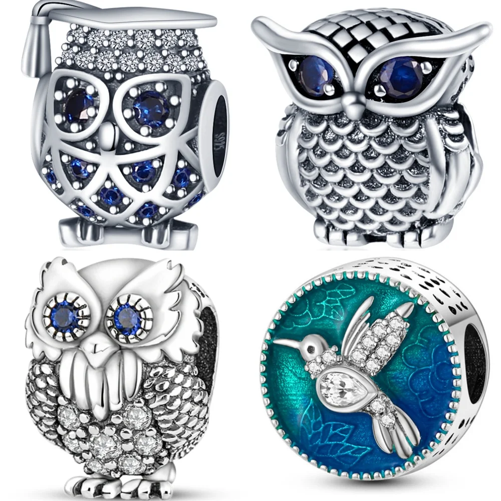 Hot Sale 925 Sterling Silver Owl Bird Animal Series Charms Beads Fit Original Wear Bracelets S925 DIY Jewelry Gifts Accessory