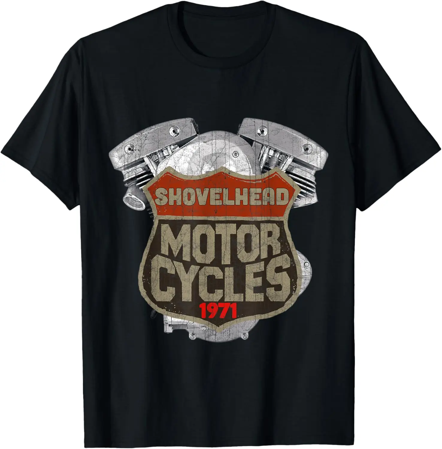 

Vintage 1971 Shovelhead Motorcycle Biker Retro T-Shirt 100% Cotton O-Neck Short Sleeve Summer Casual Mens T-shirt Streetwear
