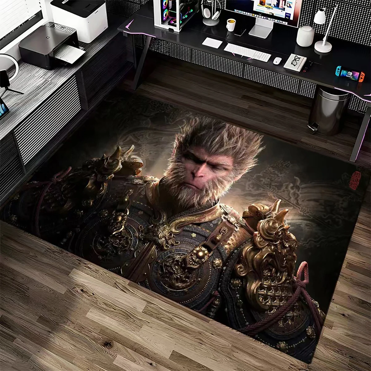 Monkey King WuKong Gaming Esport Floor Mat Water Absorption Quick Drying Crystal Velvet Entrance Mat Children's Room Soft Carpet