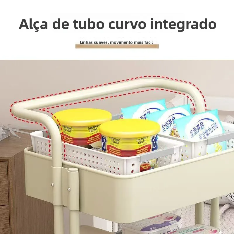 Carrinho Organizador Multiuso de Aço Carbono para Cozinha e Banheiro - Prateleira Móvel Simples e Compacta
