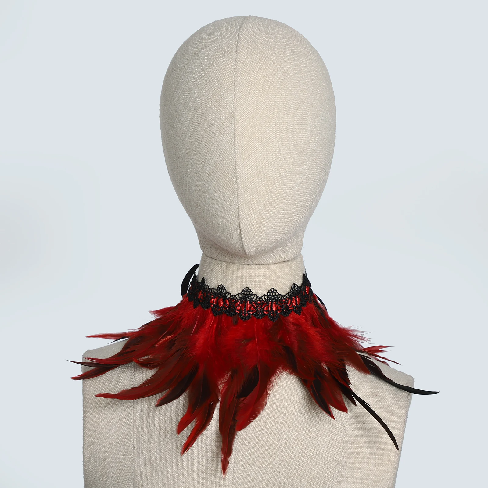 1 zestaw gotycka wykwintna koronkowa bransoletka z piórami kołnierz na szyję akcesoria kostiumowe rekwizyty na występ na scenie impreza tematyczna Halloween