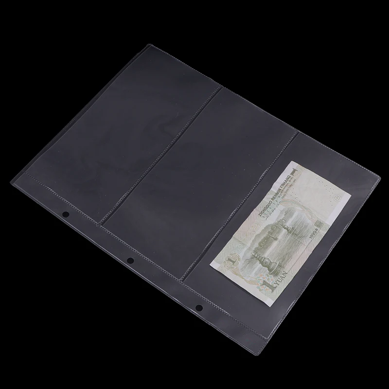 10X Note Pages Album Paper Money 3 Pockets Banknote Holders Storage Sleeves