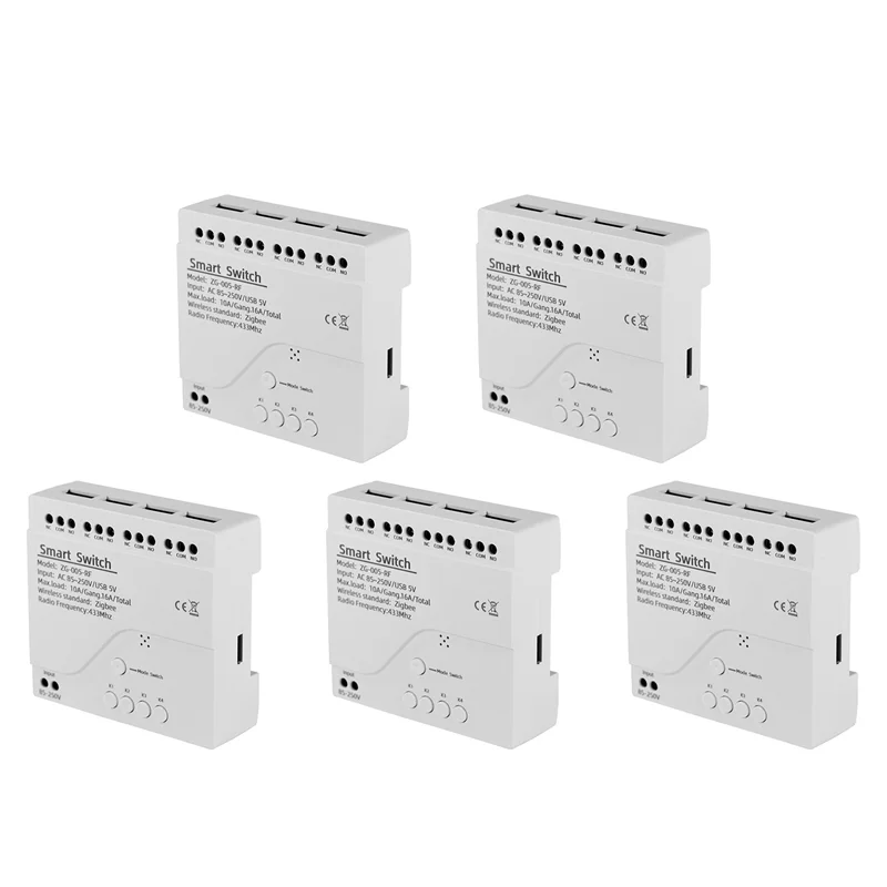 

ABUL-5X 4 Channels Tuya Zigbee Smart Switch Module RF433 Smart Home Automation DIY Breaker Wireless Relay Voice Control