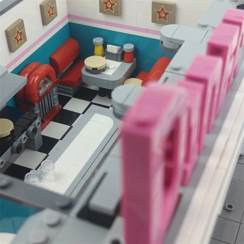 Diner House MOC Model Classic Street View Restaurant Architecture Toys Building Blocks High Quality Bricks 10260 Christmas Gifts