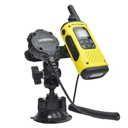 Supporto per auto walkie-talkie 2 in 1 e supporto per clip per microfono per altoparlante, staffa a ventosa per auto radio bidirezionale portatile Supporto regolabile portatile