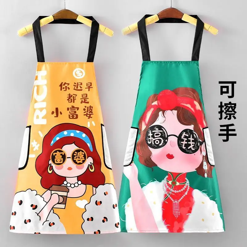 

Apron kitchen household waterproof apron women young and beautiful cooking waterproof oil-proof stain-proof work clothes waist