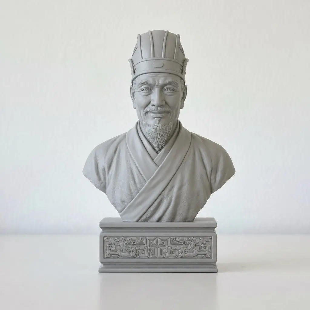 H12cm Ancient Chinese Eclectic School Bust Statue, Lü Buwei Unpainted 3D Print DIY Historical Sculpture